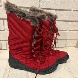 Columbia Women's Red and Black Minx Omni Grip Waterproof Winter Boots